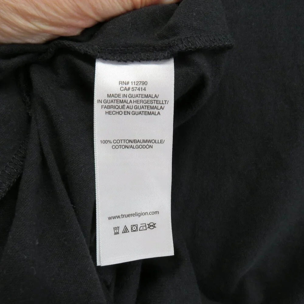 True Religion T Shirt Mens Sz‎ Extra Large Black G old Foil Graphic Short Sleeve